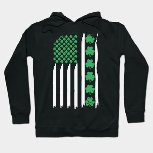 US American Flag with Shamrocks 4 St Patricks day Hoodie